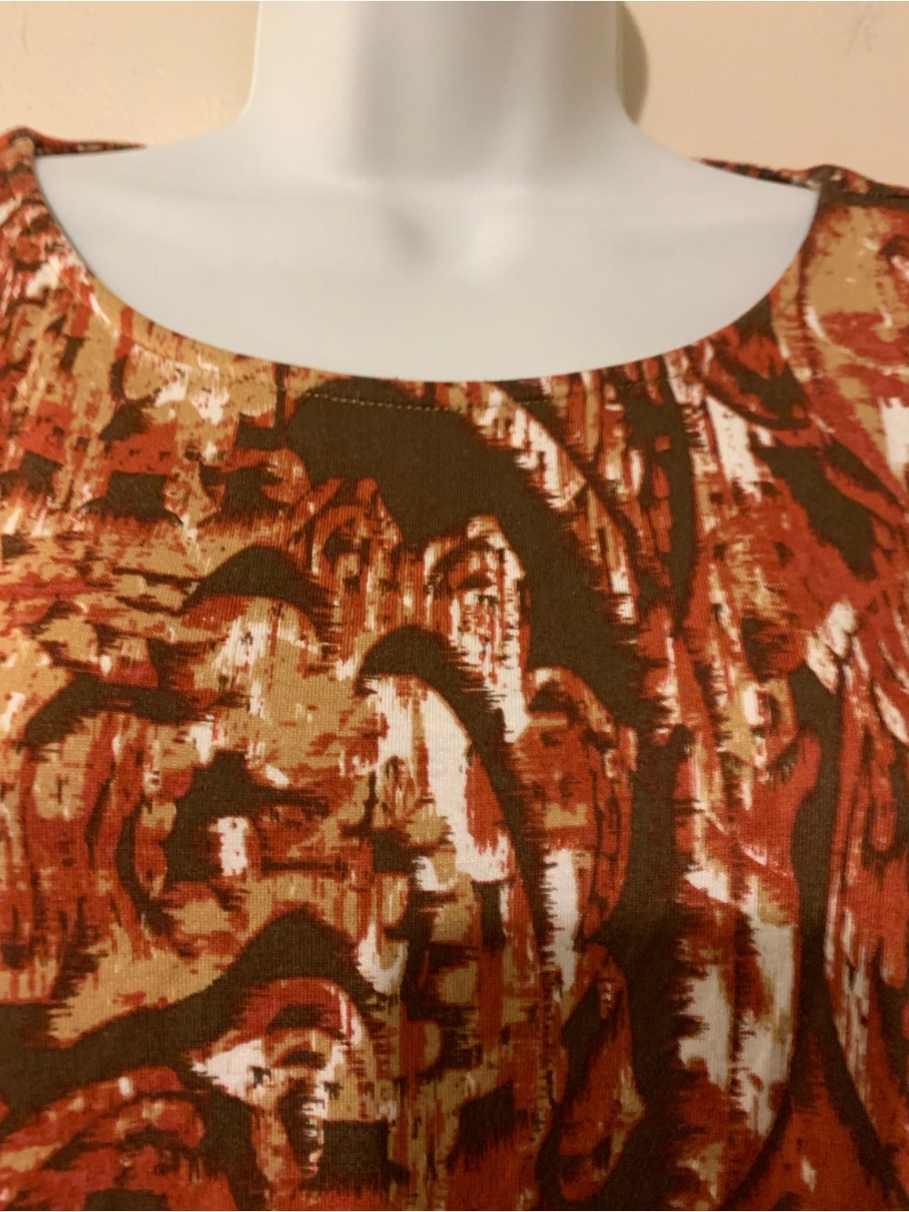 Ruby Rd. Rust Brown & Cream Abstract Print Tunic Top - Picture 2 of 5